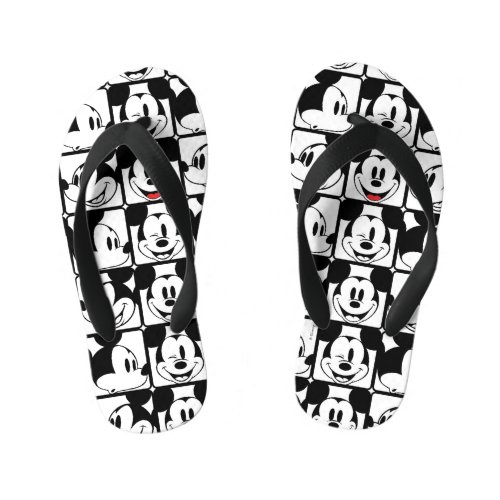 Mickey Mouse  Grid Pattern Kids Flip Flops