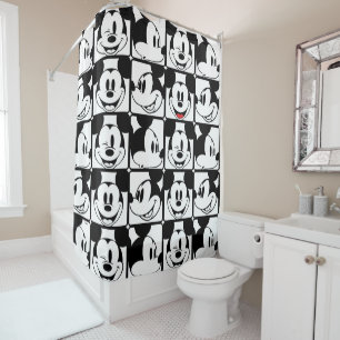 Mickey Mouse   Grid Pattern Shower Curtain