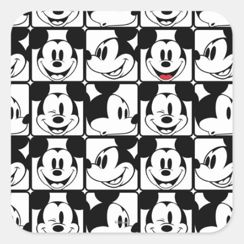 Mickey Mouse  Grid Pattern Square Sticker