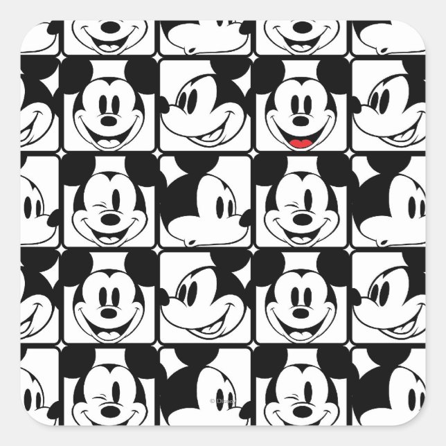Mickey Mouse | Grid Pattern Square Sticker (Front)