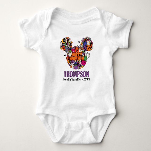 Mickey Mouse Halloween Family Vacation Baby Bodysuit (Front)