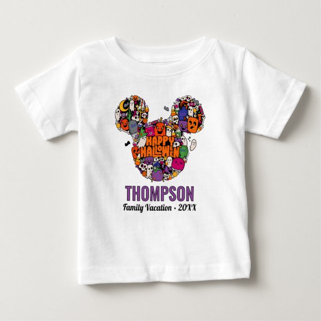 Mickey Mouse Halloween Family Vacation Baby T-Shirt (Front)
