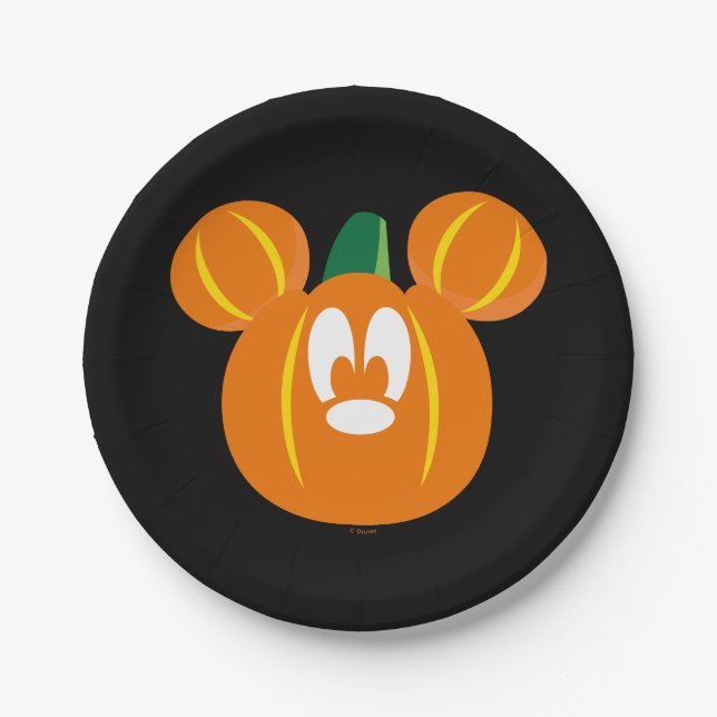Mickey Mouse Halloween Pumpkin Paper Plates (Front)