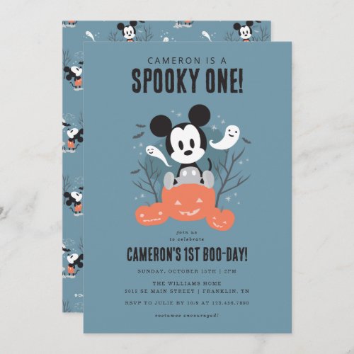 Mickey Mouse  Halloween Spooky One Birthday  Invitation