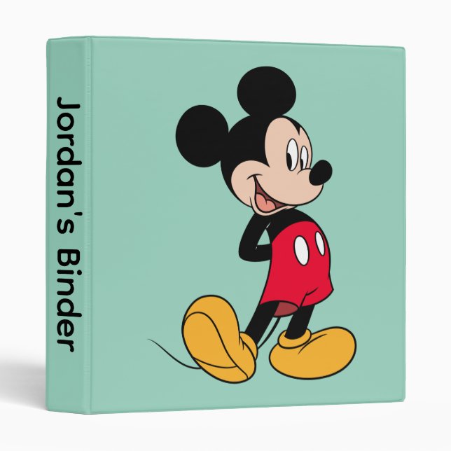 Mickey Mouse Hands Behind Back 3 Ring Binder (Front/Spine)