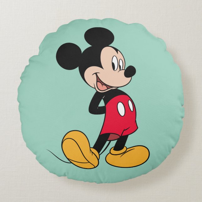 Mickey Mouse Hands Behind Back Round Pillow (Front)