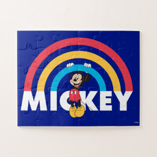 Mickey Mouse Hanging On A Rainbow Jigsaw Puzzle