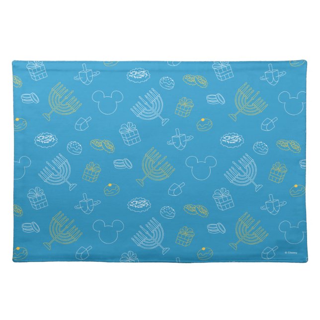 Mickey Mouse | Hanukkah Icons Pattern Cloth Placemat (Front)