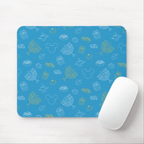 Mickey Mouse  Hanukkah Icons Pattern Mouse Pad