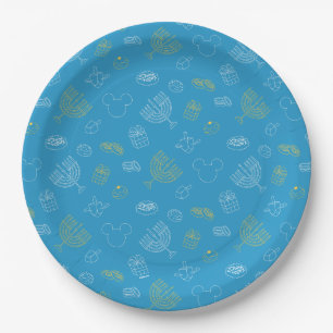Mickey Mouse   Hanukkah Icons Pattern Paper Plates