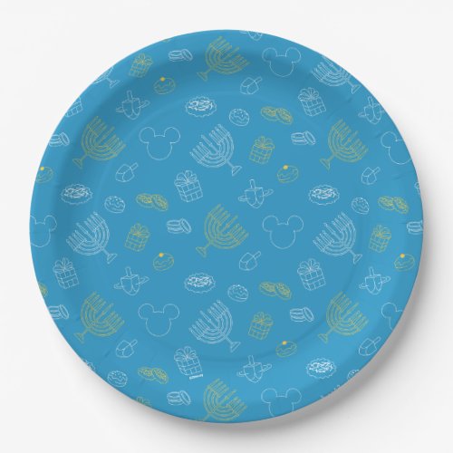 Mickey Mouse  Hanukkah Icons Pattern Paper Plates