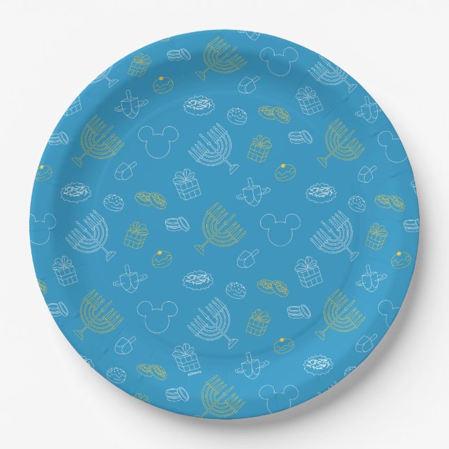Mickey Mouse | Hanukkah Icons Pattern Paper Plates (Front)