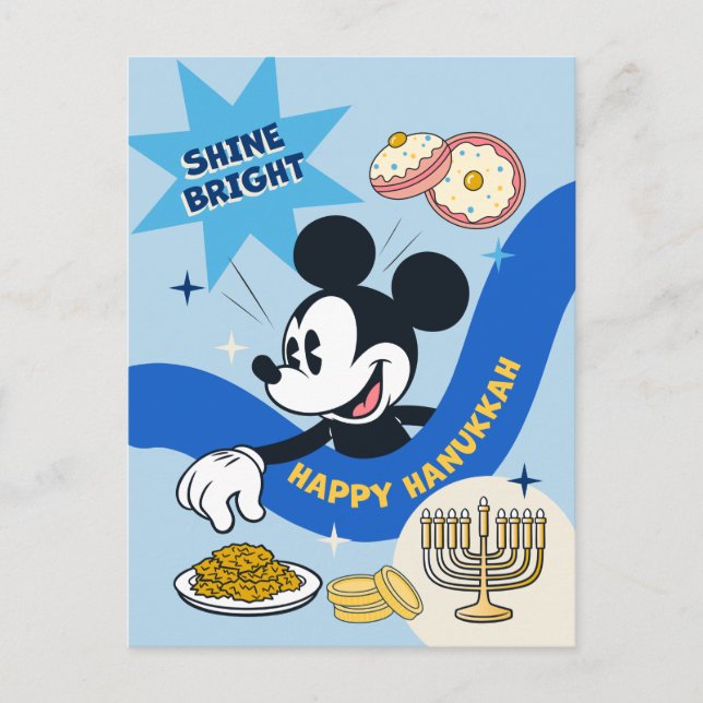 Mickey Mouse Happy Hanukkah  Holiday Postcard (Front)