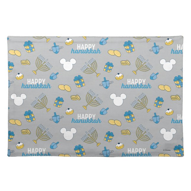 Mickey Mouse | Happy Hanukkah Pattern Cloth Placemat (Front)