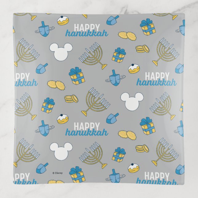 Mickey Mouse | Happy Hanukkah Pattern Trinket Tray (Front)
