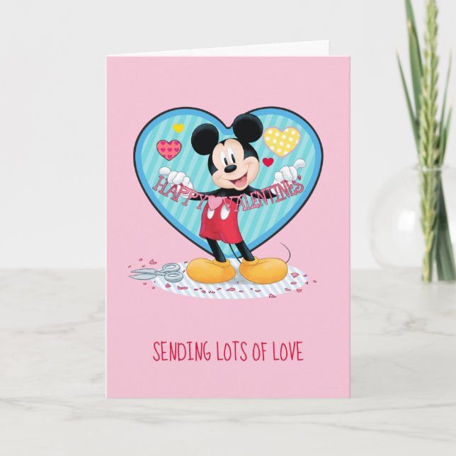 Mickey Mouse | Happy Valentines Day Cutout Holiday Card (Front)
