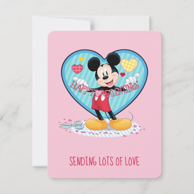 Mickey Mouse | Happy Valentines Day Cutout Holiday Card (Front)