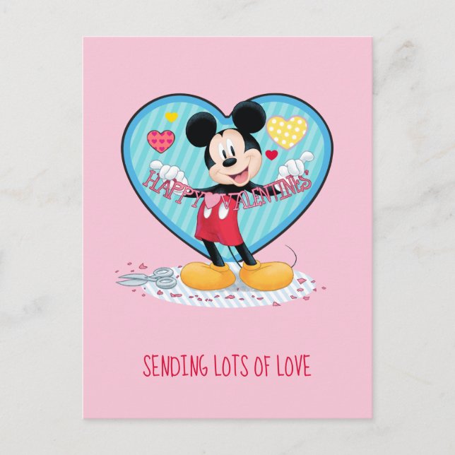 Mickey Mouse | Happy Valentines Day Cutout Holiday Postcard (Front)