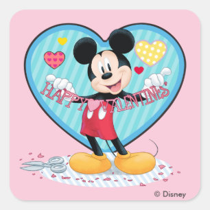 Mickey Mouse   Happy Valentines Day Cutout Square Sticker