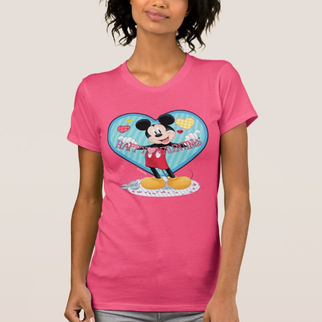 Mickey Mouse | Happy Valentines Day Cutout T-Shirt (Front)