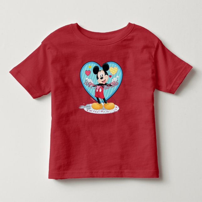 Mickey Mouse | Happy Valentines Day Cutout Toddler T-shirt (Front)