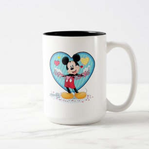Mickey Mouse   Happy Valentines Day Cutout Two-Tone Coffee Mug