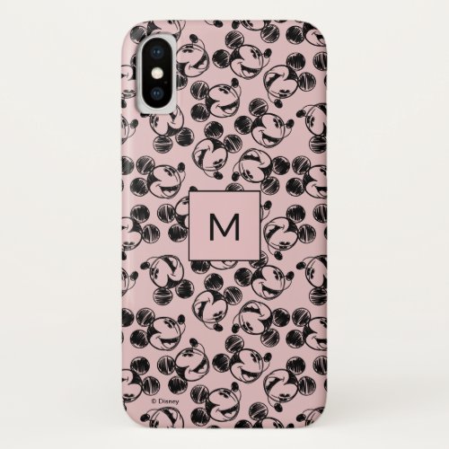Mickey Mouse Head  Pink Sketch Pattern iPhone X Case