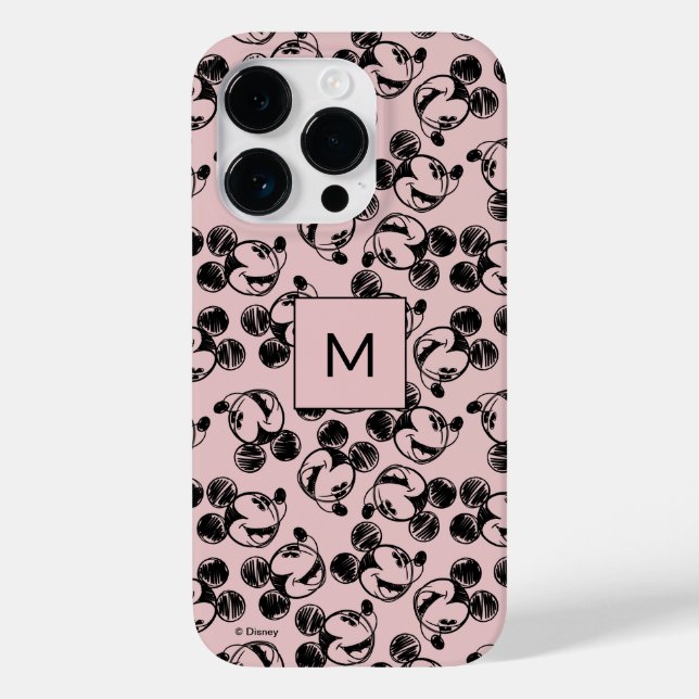 Mickey Mouse Head | Pink Sketch Pattern Case-Mate iPhone Case (Back)