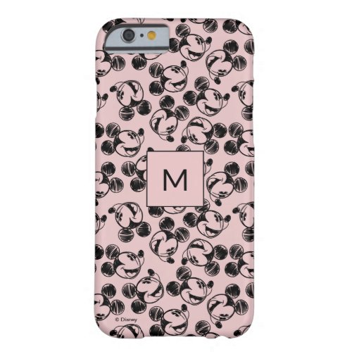 Mickey Mouse Head  Pink Sketch Pattern Barely There iPhone 6 Case