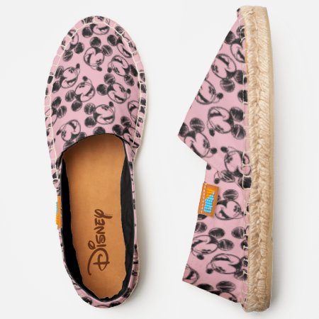 Mickey Mouse Head | Pink Sketch Pattern Espadrilles
