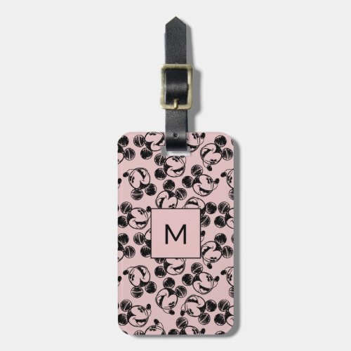 Mickey Mouse Head  Pink Sketch Pattern Luggage Tag