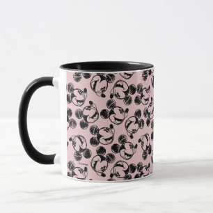 Mickey Mouse Head Pink Sketch Pattern Mug