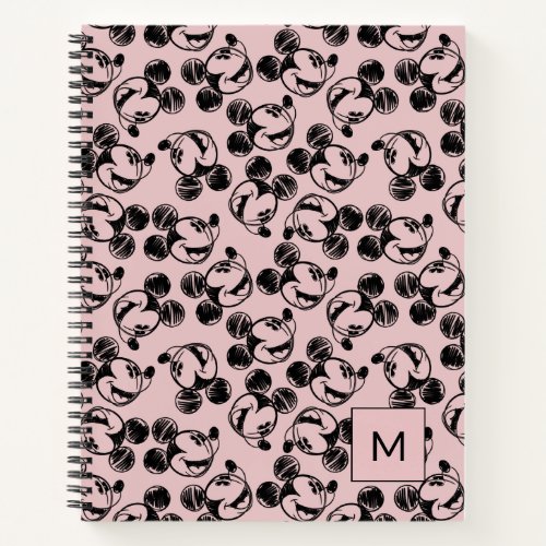 Mickey Mouse Head  Pink Sketch Pattern Notebook