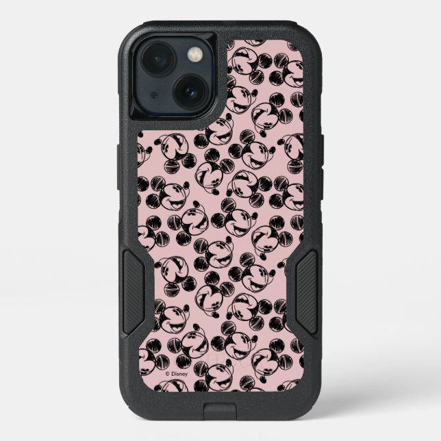Mickey Mouse Head | Pink Sketch Pattern Otterbox iPhone Case (Back)