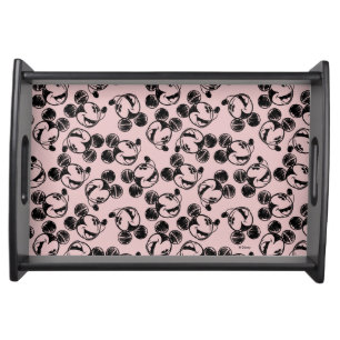 Mickey Mouse Head Pink Sketch Pattern Serving Tray