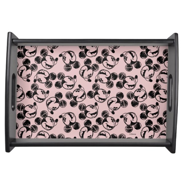 Mickey Mouse Head | Pink Sketch Pattern Serving Tray (Front)