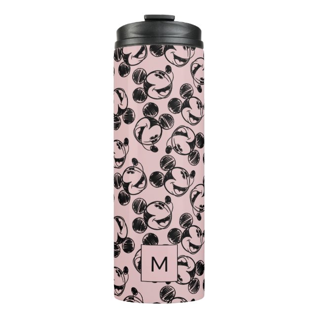 Mickey Mouse Head | Pink Sketch Pattern Thermal Tumbler (Front)