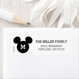 Mickey Mouse Head Silhouette   Black with Monogram Label