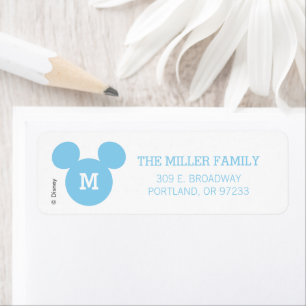 Mickey Mouse Head Silhouette   Blue with Monogram Label