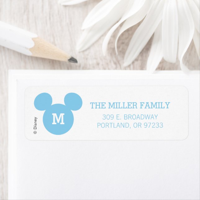 Mickey Mouse Head Silhouette | Blue with Monogram Label (Insitu)