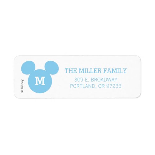 Mickey Mouse Head Silhouette  Blue with Monogram Label