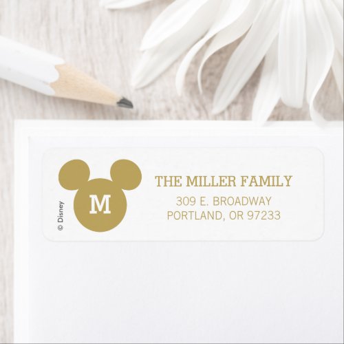 Mickey Mouse Head Silhouette  Gold with Monogram Label