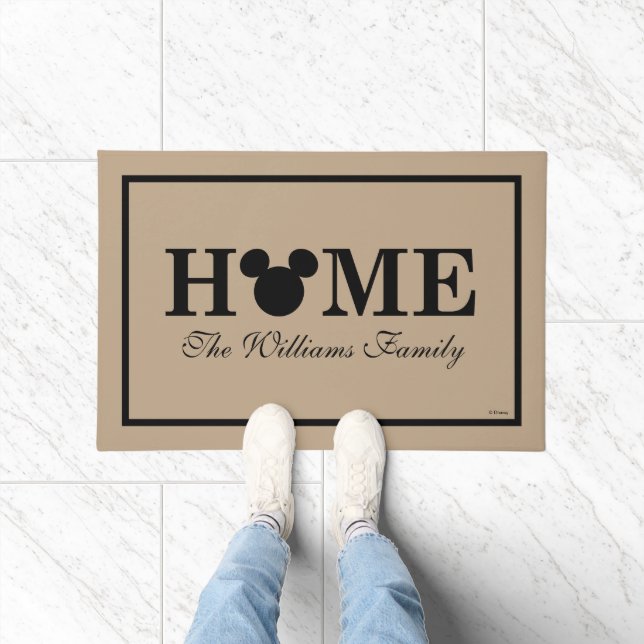 Mickey Mouse Head Silhouette | Home with Name Doormat (Indoor)