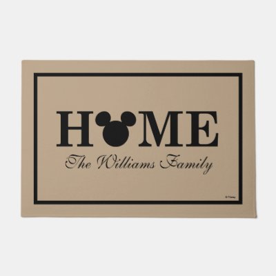 Mickey Mouse Head Silhouette Home With Name Doormat