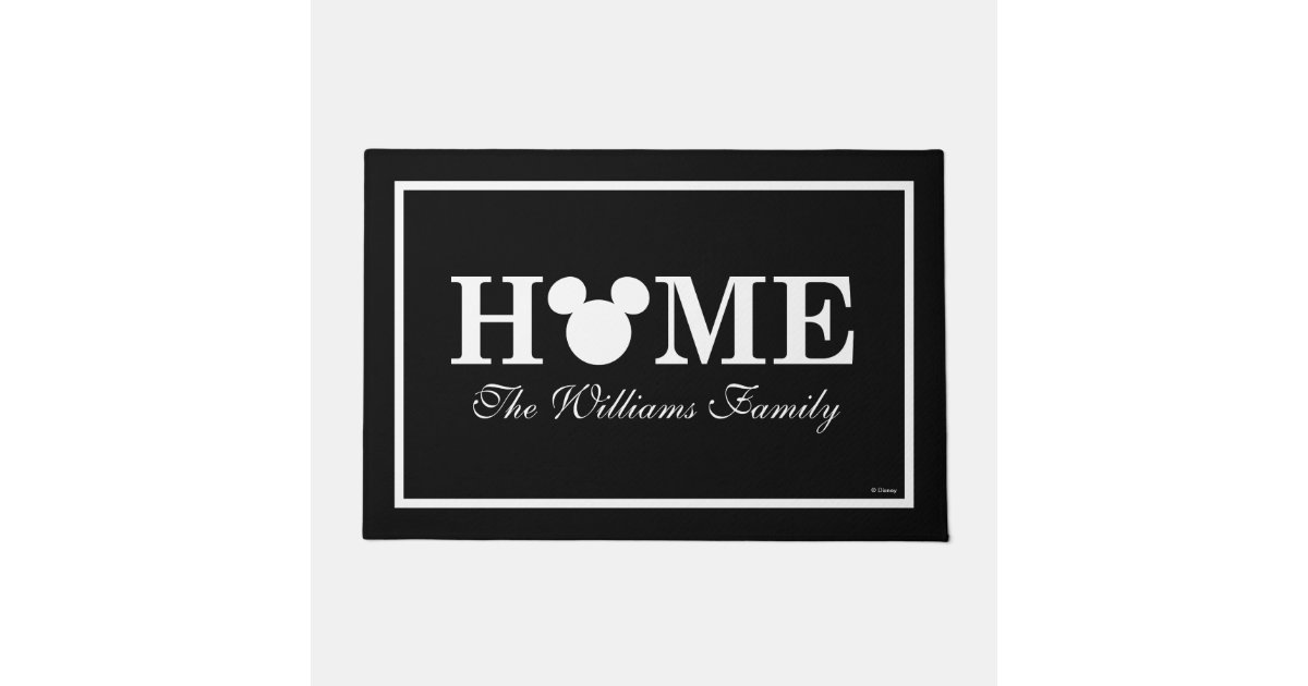 Mickey Mouse Head Silhouette Home With Name Doormat Zazzle Com
