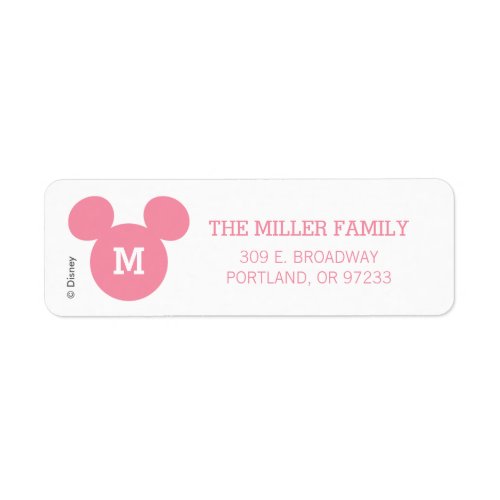 Mickey Mouse Head Silhouette  Pink with Monogram Label