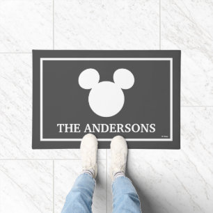 Mickey Mouse Head Silhouette Welcome Doormat