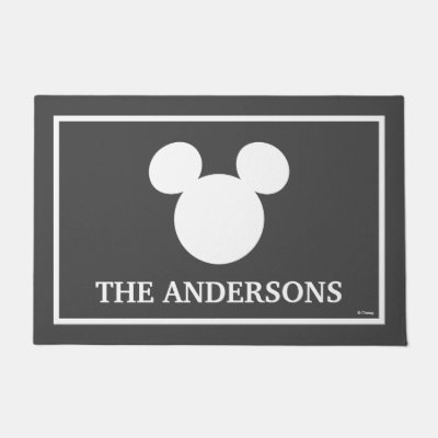 Mickey Mouse Head Silhouette Home With Name Doormat Zazzle Com