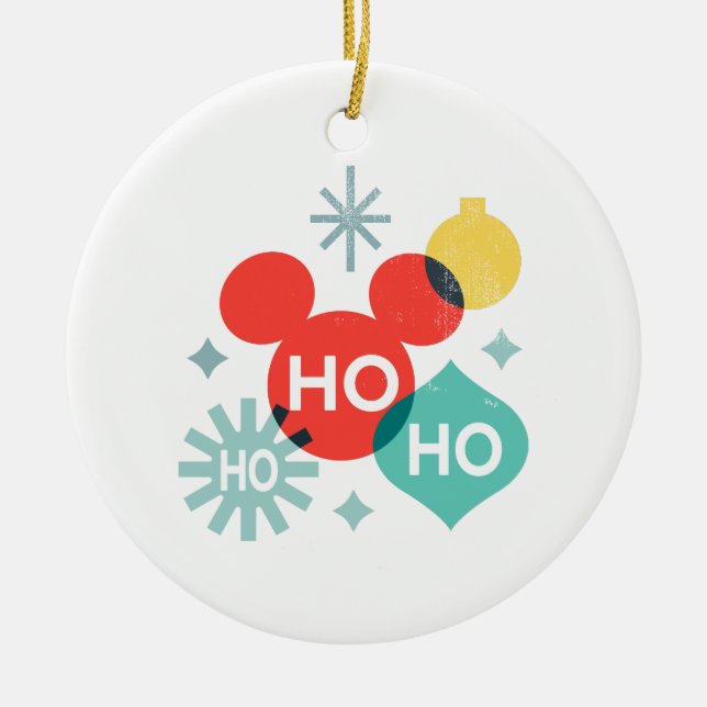 Mickey Mouse |  Ho Ho Ho Ceramic Ornament (Front)