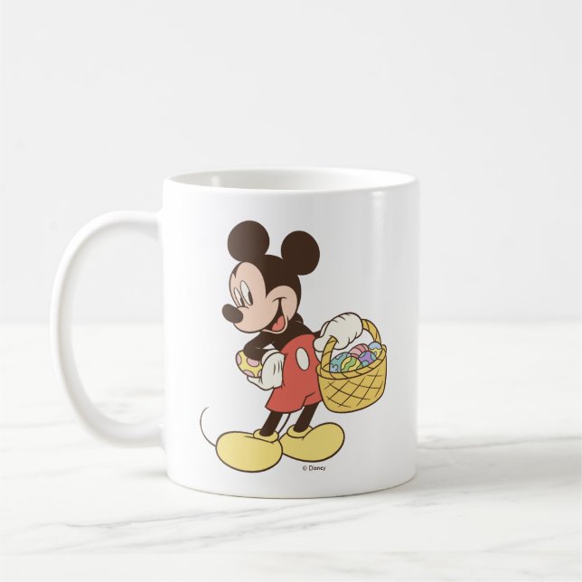 Mickey Mouse Holding Basket of Easter Eggs Coffee Mug (Left)
